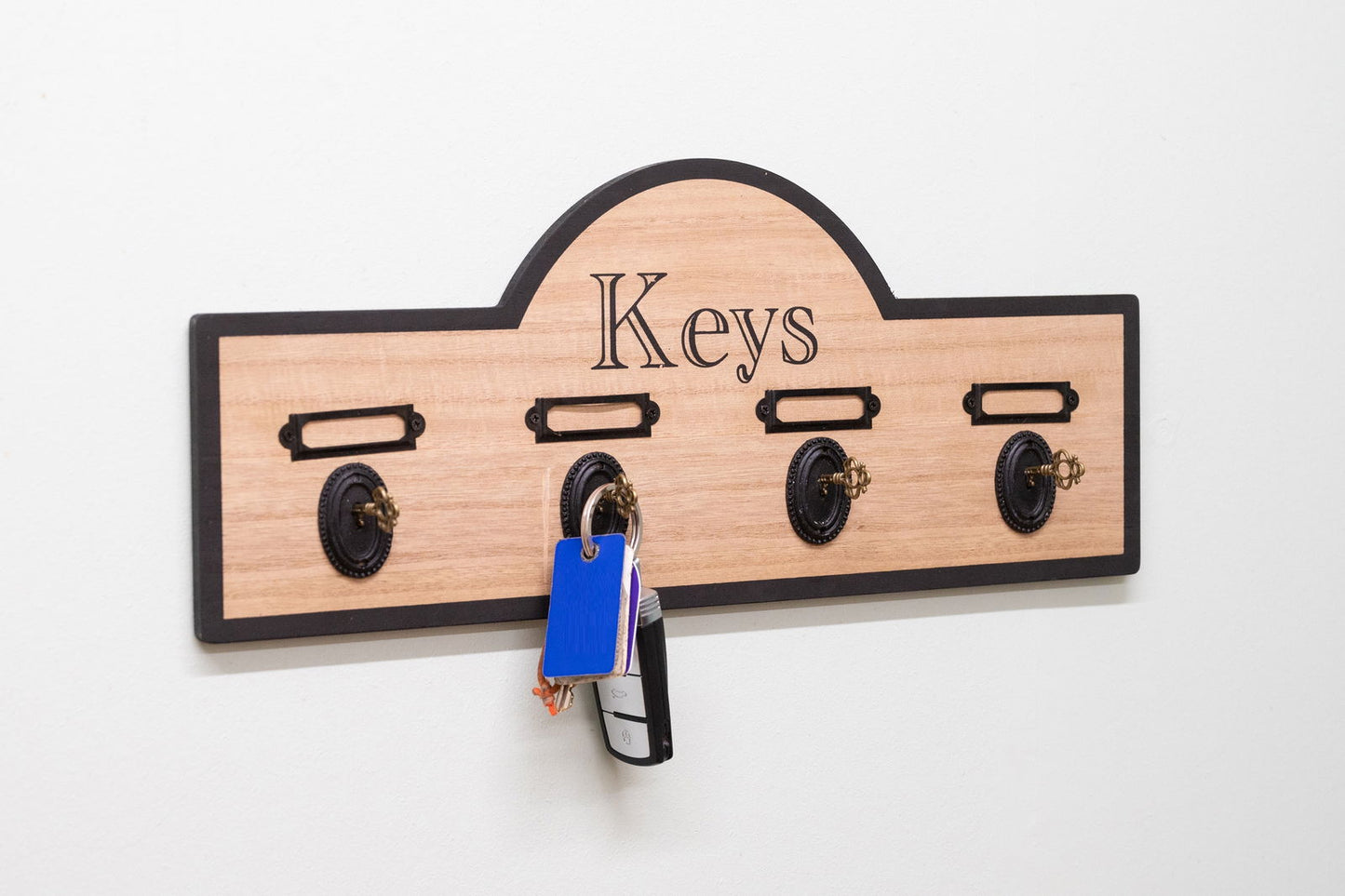 Wooden Board With 4 Key Design Hooks