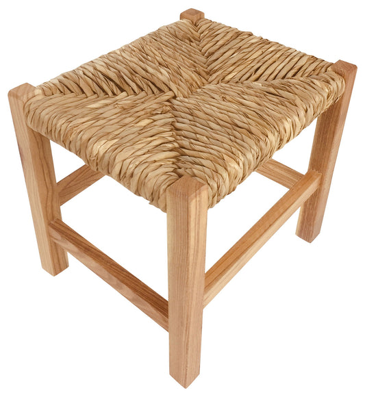 Rustic Woven Raffia Stool 30cm