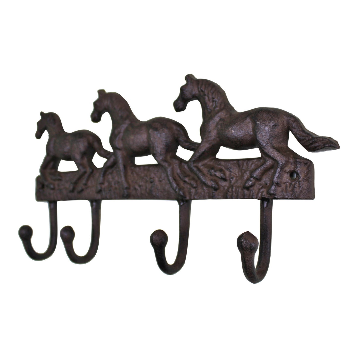 Rustic Cast Iron Wall Hooks, Three Horses