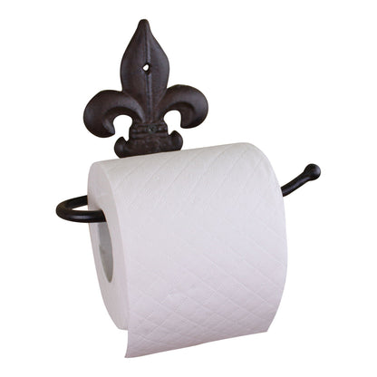 Cast Iron Rustic Toilet Roll Holder, Fleur de Lis