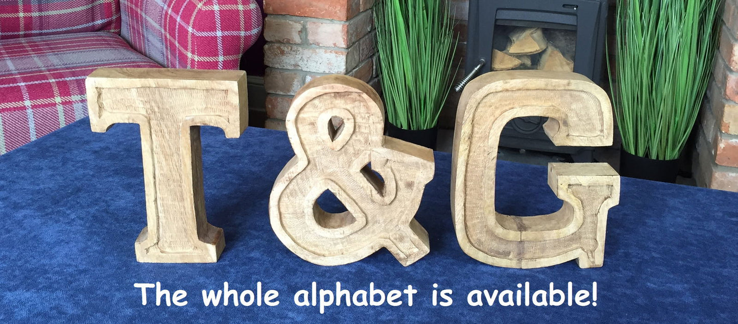 Hand Carved Wooden Embossed Letter J