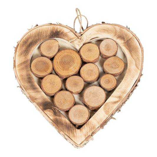 Wooden Hanging Heart With Burnt Effect 28cm