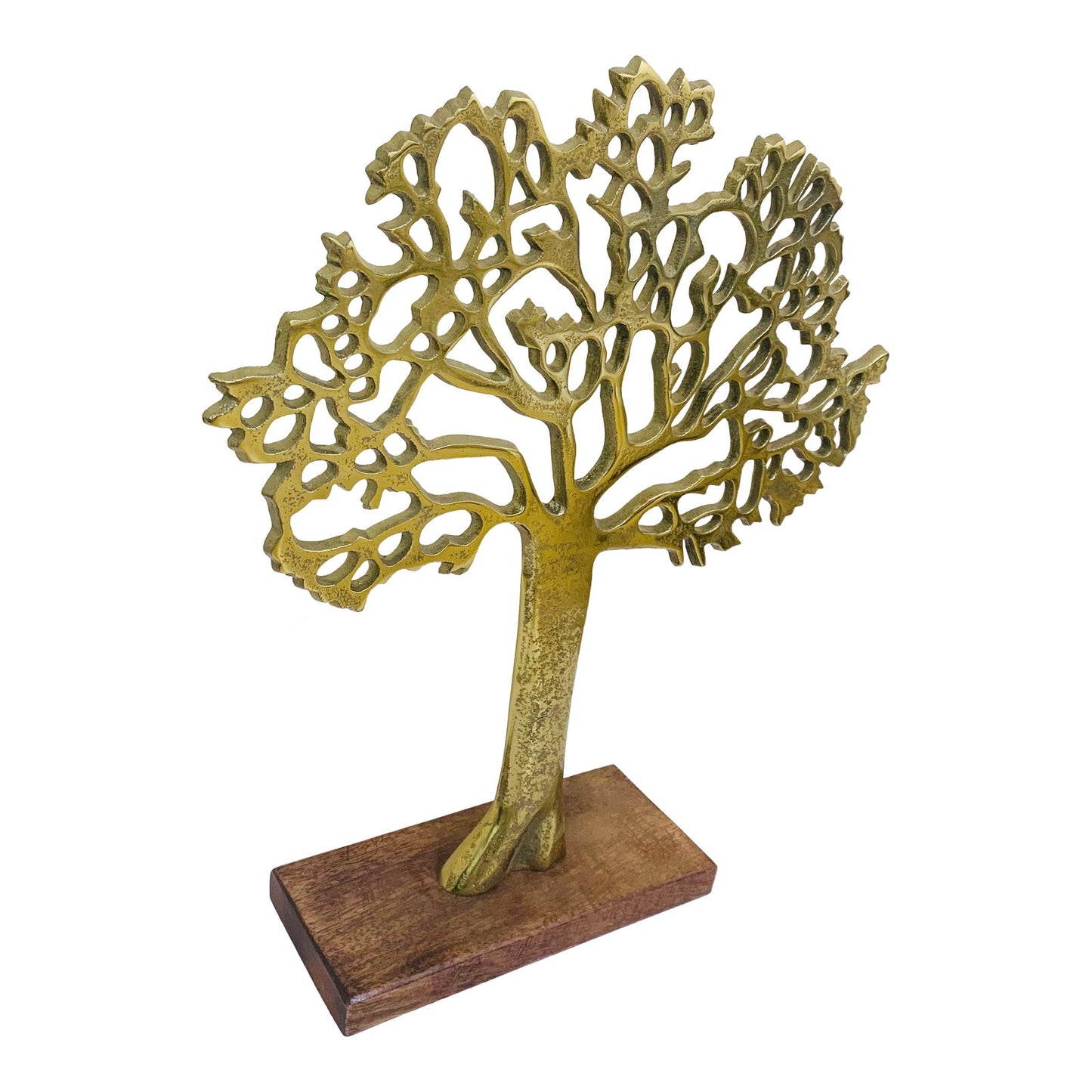 Antique Gold Tree On Wooded Base 27cm