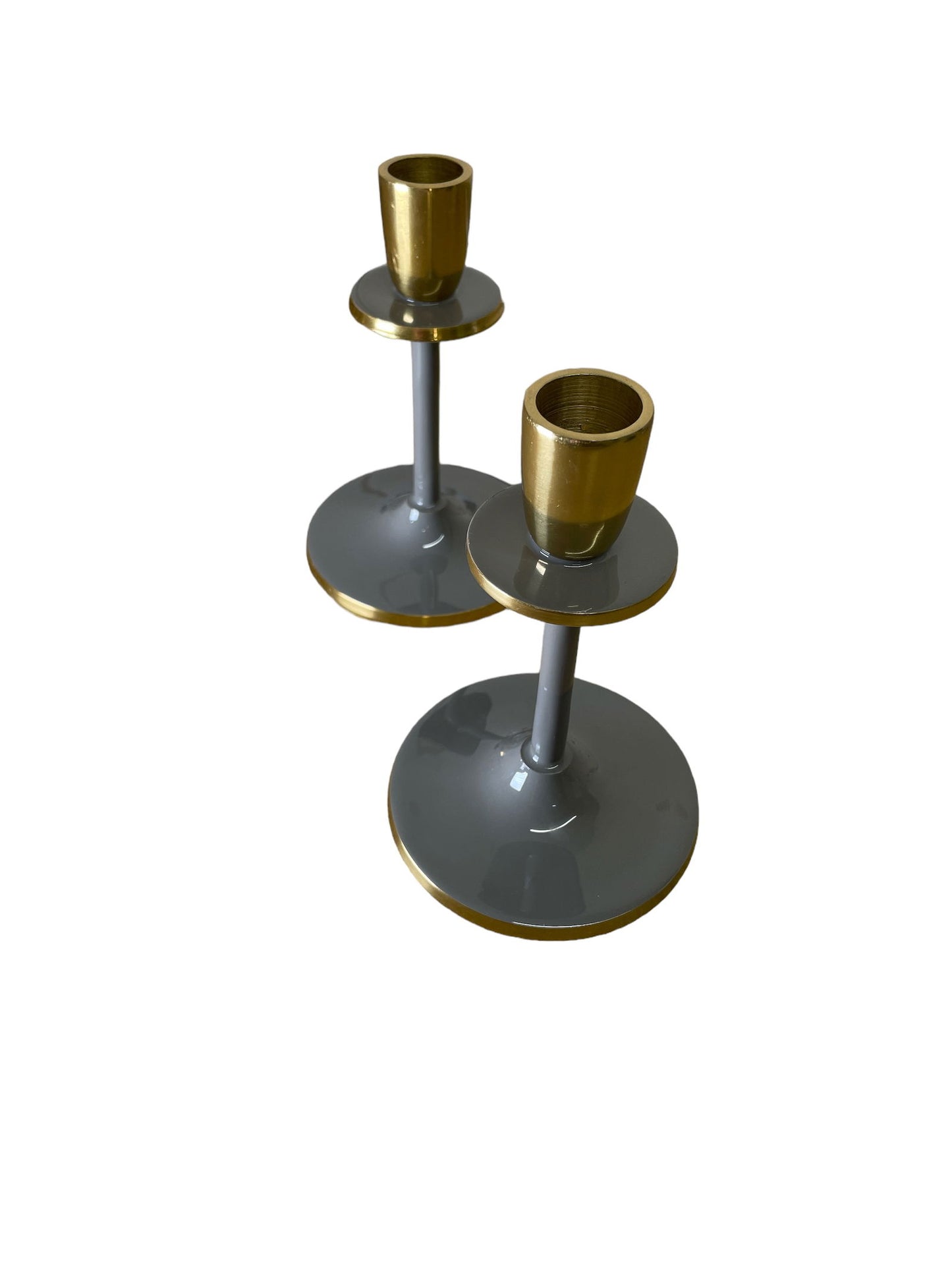 Glossy Grey Irina Candlestick, Set of 2, 15cm