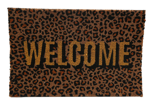 Leopard Print Welcome Coir Doormat 40x60cm