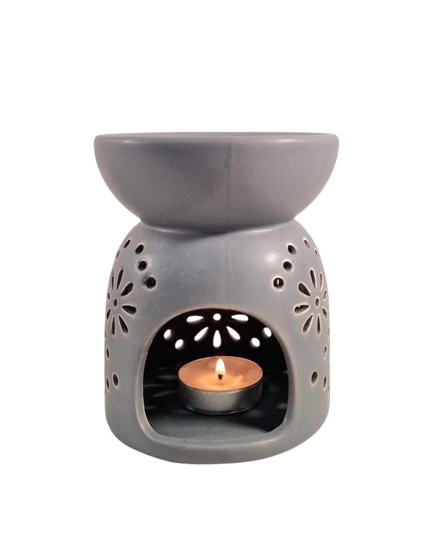 Oil Burner In Grey With Pattern Holes