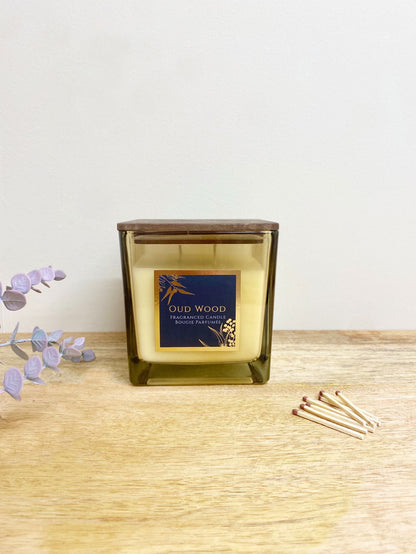 Oud Wood Scented Candle With Wooden Lid