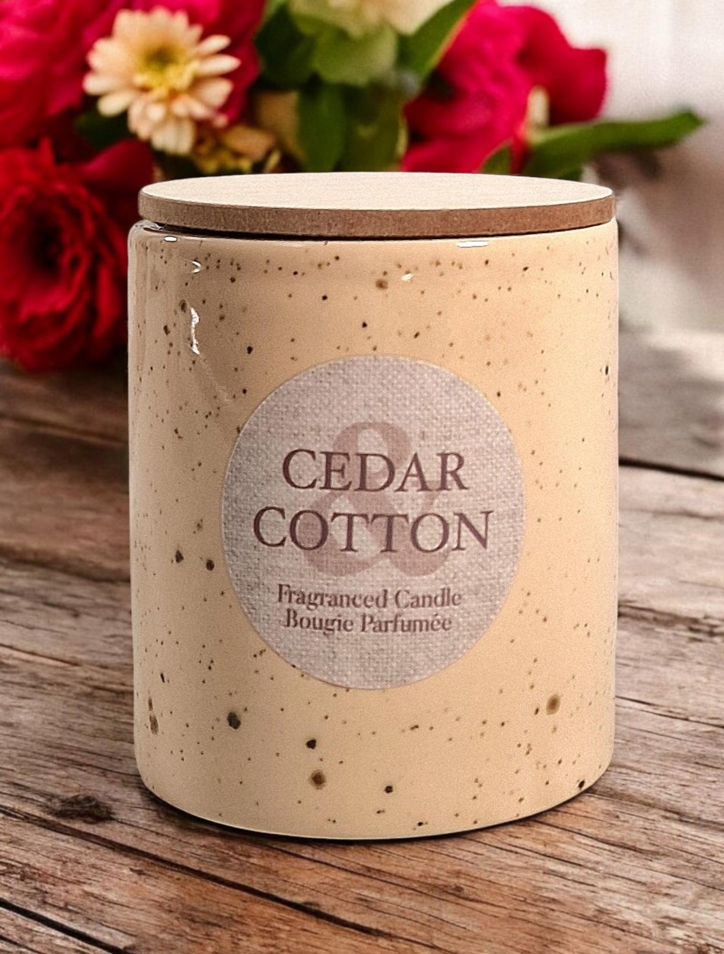 Candle Pot Wooden Lid - Cedar Cotton