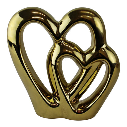 Gold Double Heart Ornament, 15cm.