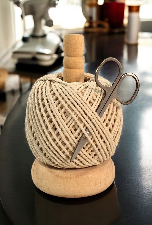 String Ball & Scissors on a Wooden Stand