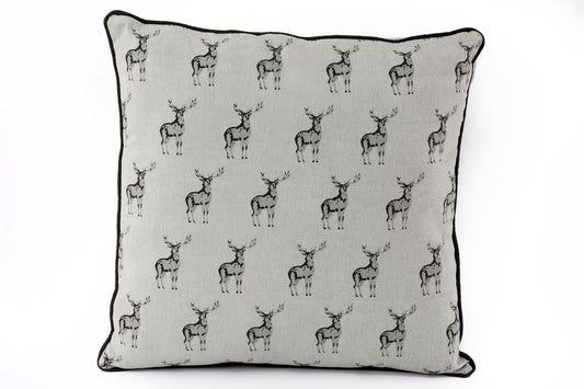 Grey Scatter Cushion With A Stag Print Design