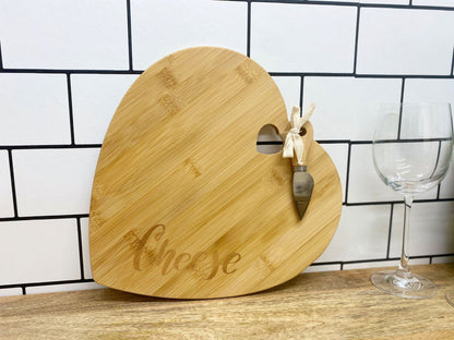 Heart Shaped Cheese Board with Knife