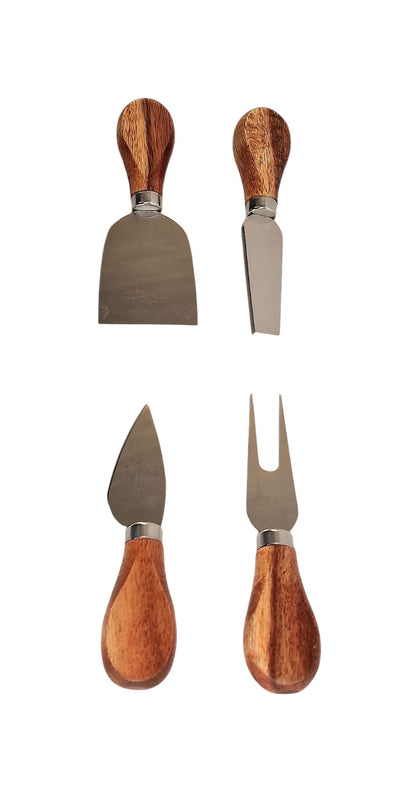 Set of 4 Acacia Wood Cheese Knifes