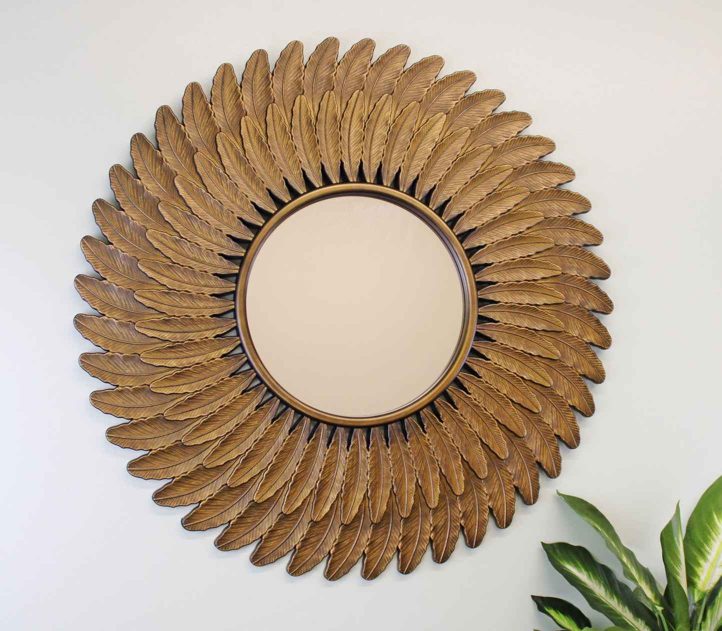 Bronze Effect Feather Frame Mirror