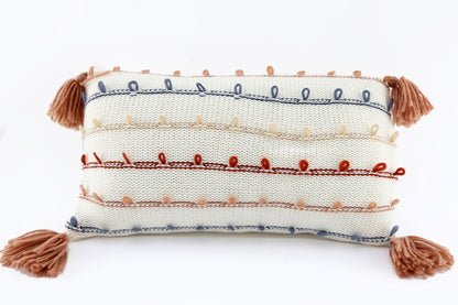 Striped Rectangle Cushion With Tassles