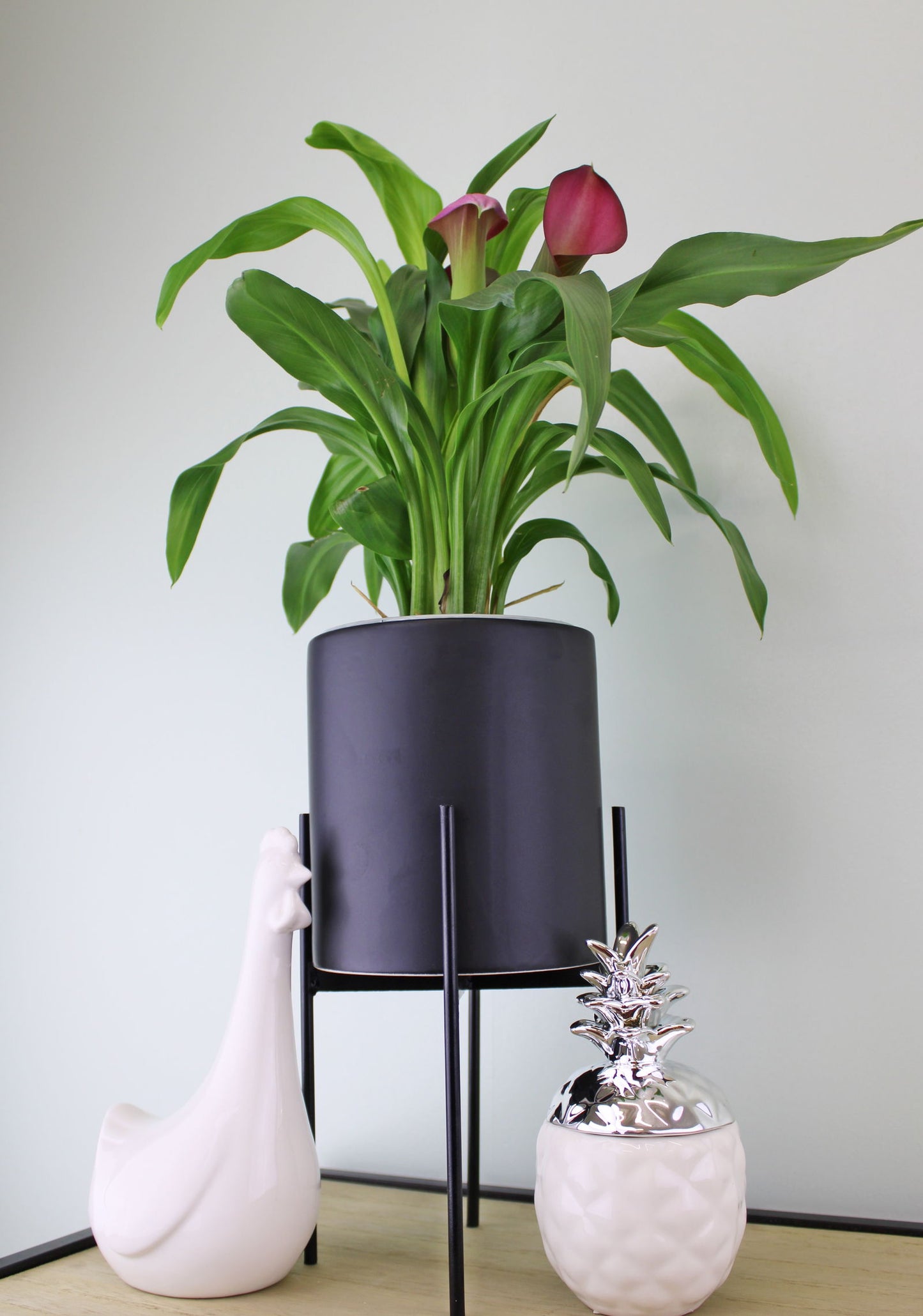 Black Planter Metal Stand 28cm