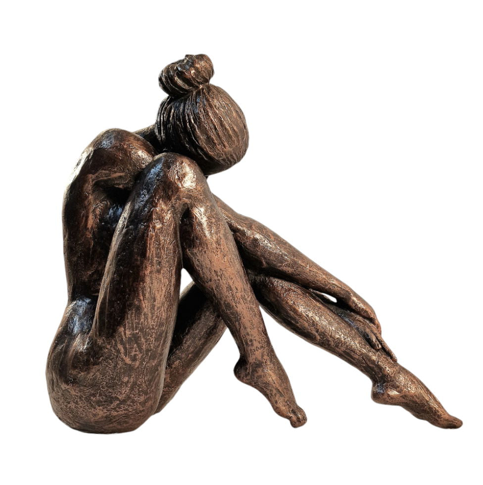 Sitting Woman Statue Bronze Style 41cm