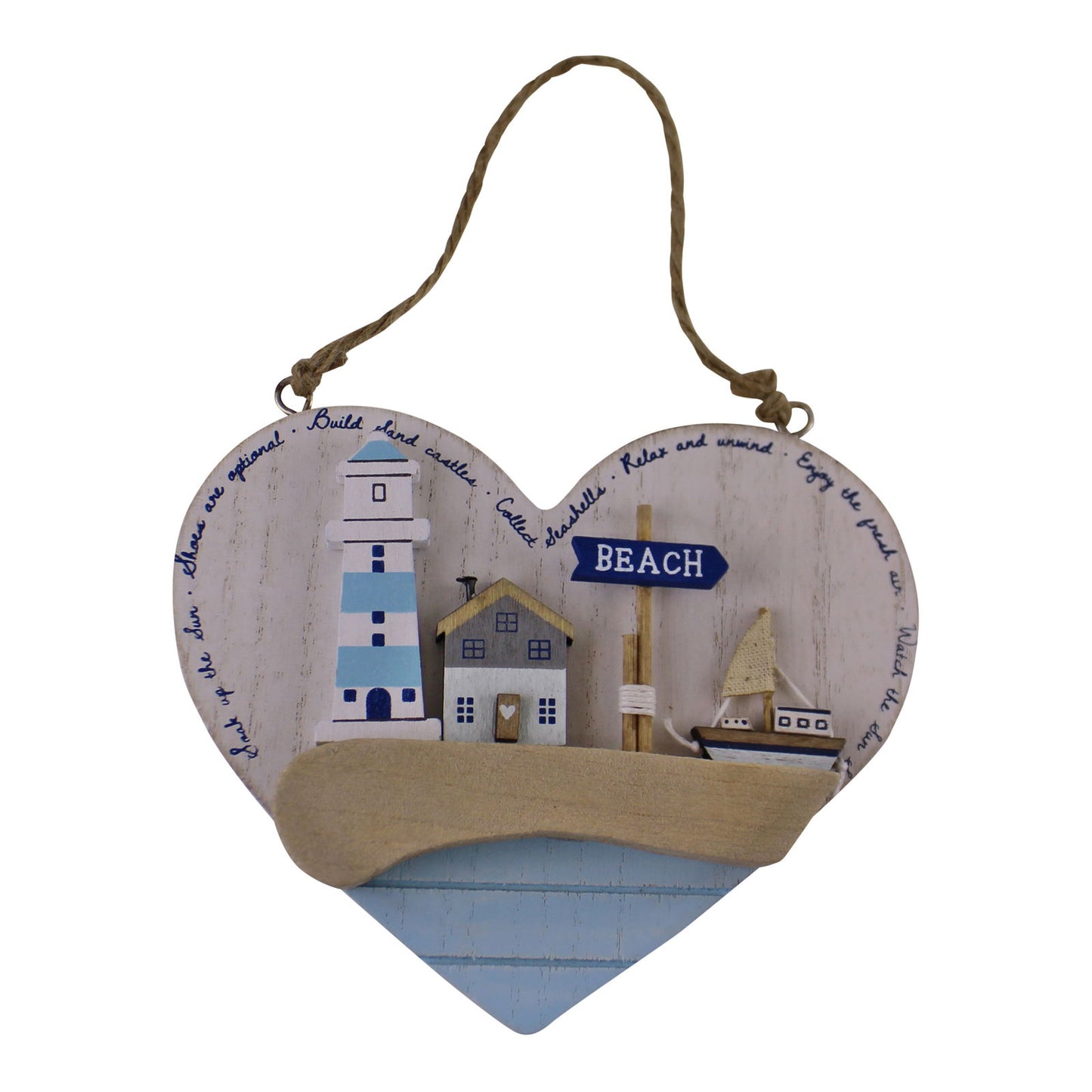 Seashore Hanging Wooden Heart Plaque