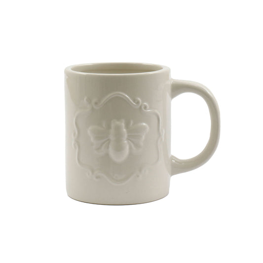 Cream Ceramic Embossed Bee Mug