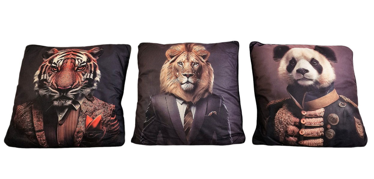 Set of 3 Jungle Animal Print Cushion's 45x45cm