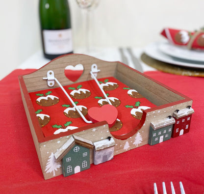 Christmas House Napkin Holder 18cm