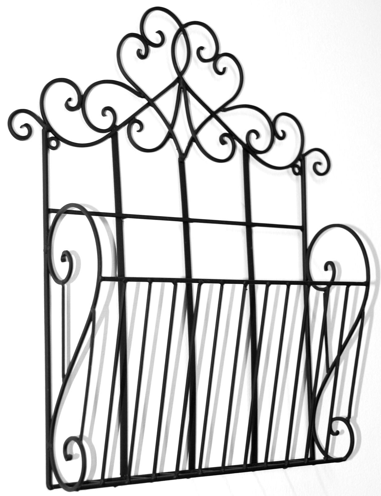 Black Scroll Wall Hanging Single Section Magazine Rack